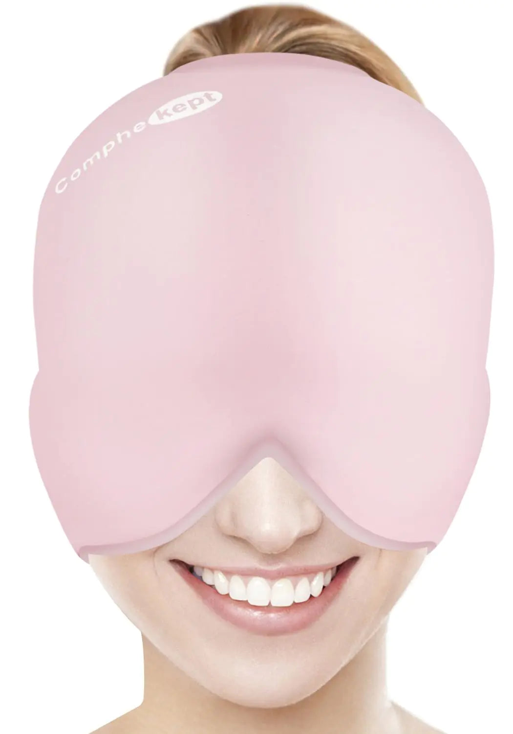 Comphekept Thick Migraine Relief Cap for Longer Cold TherapyFull Coverage Headache Relief Cap for Sinus Gel Eye Mask Head Wrap for Tension Stress Puffy Eyes Relief Cold Packs (Pink Large)